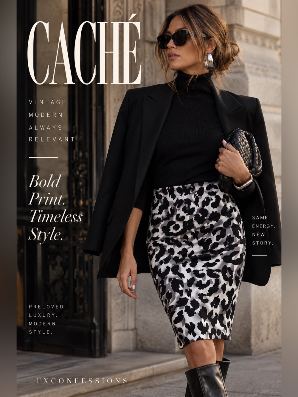 CACHÉ Y2K-ERA BLACK WHITE LEOPARD PENCIL SKIRT | 8
